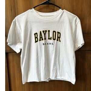 NWT Baylor University Bears Women's Cropped‎ T-Shirt White Size Small